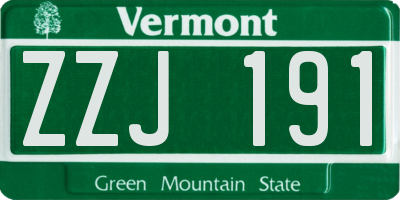 VT license plate ZZJ191