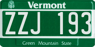 VT license plate ZZJ193