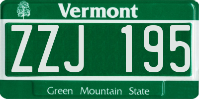 VT license plate ZZJ195
