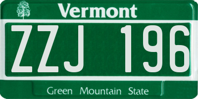 VT license plate ZZJ196