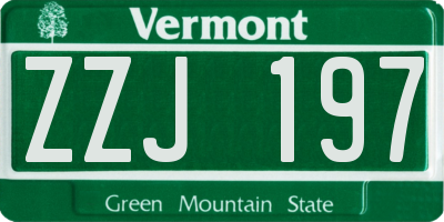 VT license plate ZZJ197