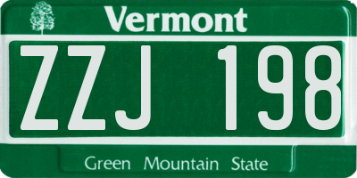 VT license plate ZZJ198