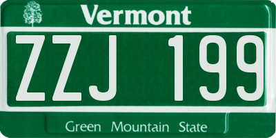 VT license plate ZZJ199