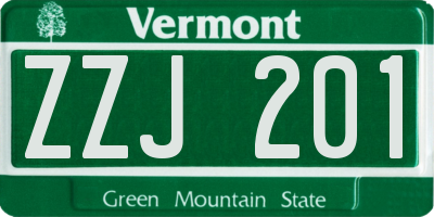 VT license plate ZZJ201