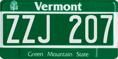 VT license plate ZZJ207