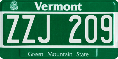 VT license plate ZZJ209