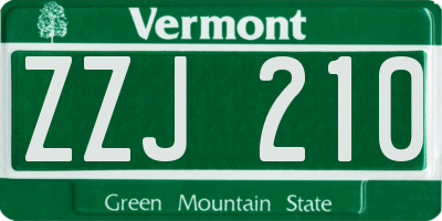 VT license plate ZZJ210