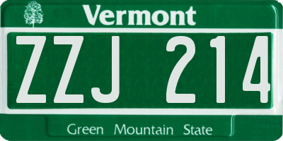 VT license plate ZZJ214