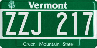VT license plate ZZJ217