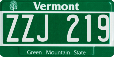 VT license plate ZZJ219