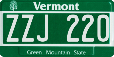 VT license plate ZZJ220