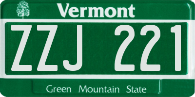 VT license plate ZZJ221