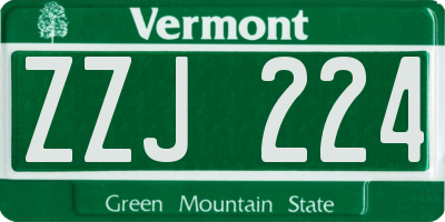 VT license plate ZZJ224