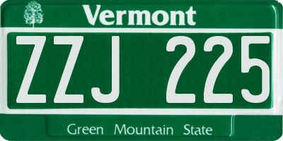 VT license plate ZZJ225