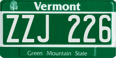 VT license plate ZZJ226