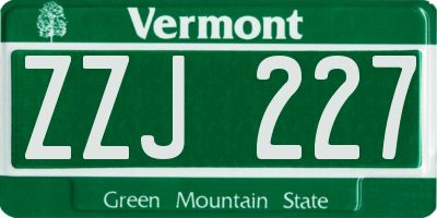 VT license plate ZZJ227