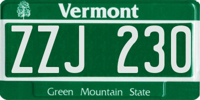 VT license plate ZZJ230