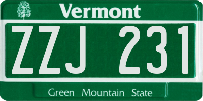VT license plate ZZJ231