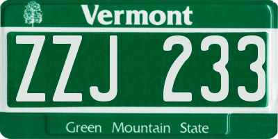 VT license plate ZZJ233