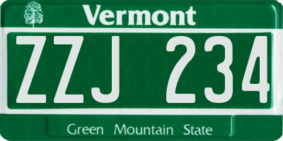 VT license plate ZZJ234