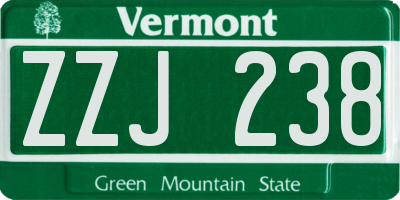VT license plate ZZJ238