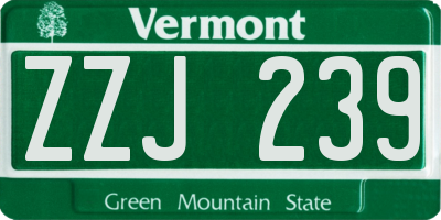 VT license plate ZZJ239