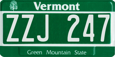 VT license plate ZZJ247