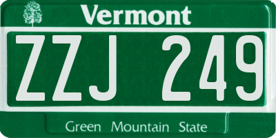 VT license plate ZZJ249