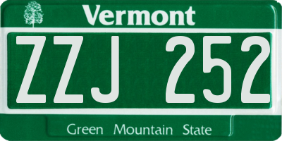 VT license plate ZZJ252