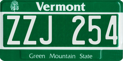 VT license plate ZZJ254