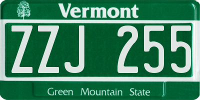 VT license plate ZZJ255
