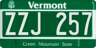 VT license plate ZZJ257
