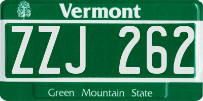 VT license plate ZZJ262