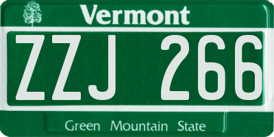 VT license plate ZZJ266