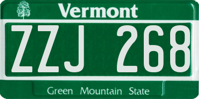 VT license plate ZZJ268