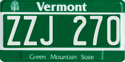 VT license plate ZZJ270