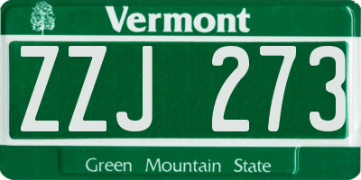 VT license plate ZZJ273