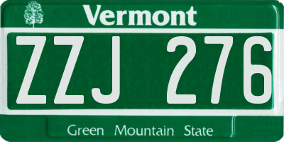 VT license plate ZZJ276