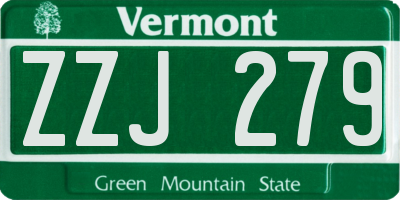 VT license plate ZZJ279