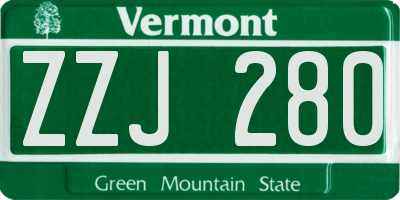 VT license plate ZZJ280