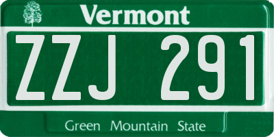 VT license plate ZZJ291