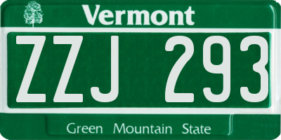 VT license plate ZZJ293