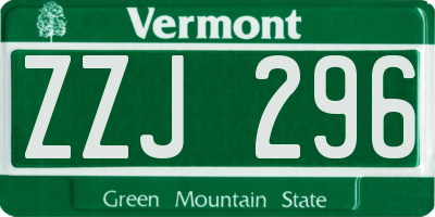 VT license plate ZZJ296