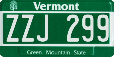 VT license plate ZZJ299