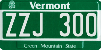 VT license plate ZZJ300