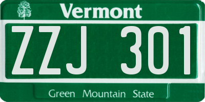 VT license plate ZZJ301