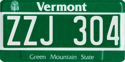 VT license plate ZZJ304