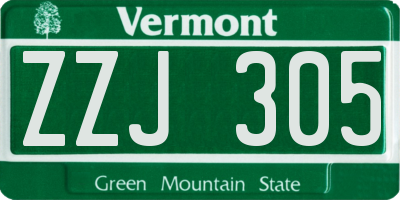 VT license plate ZZJ305