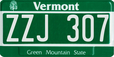 VT license plate ZZJ307
