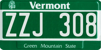 VT license plate ZZJ308
